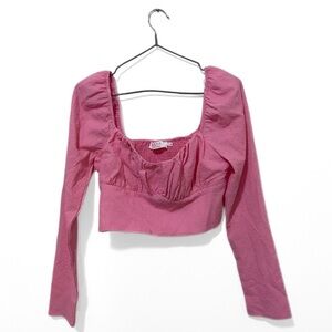 ASTR The Label Pink Barbie Long Sleeve Women's Crop Top Size Small